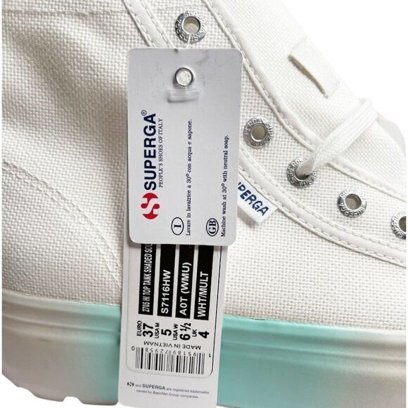 SUPERGA Printed White Platform Lace-Up High Top Sneaker  - Picture 8 of 9